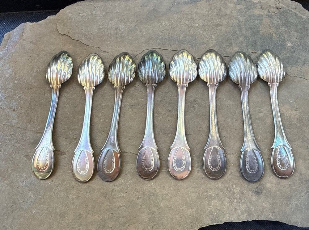 Vintage Bellini Made in Brazil Silverplate Shell Demitasse Mini Spoons Set of 8